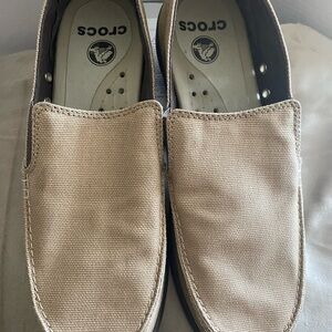 CROCS Men’s Beige Canvas Slip-On Loafers